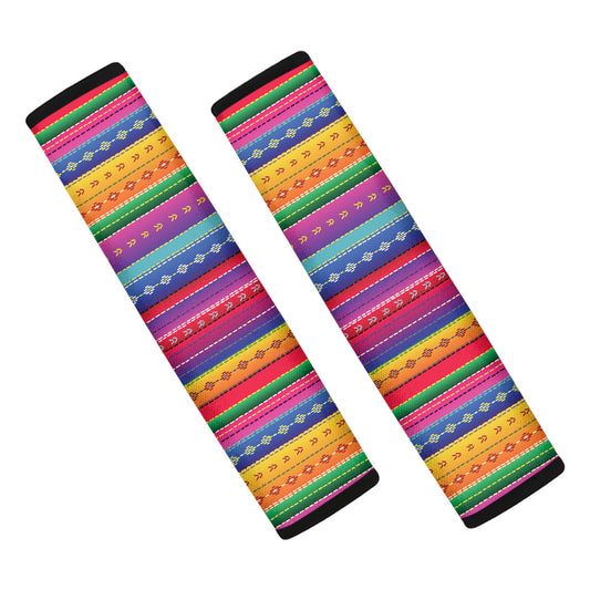 Colorful Mexican Serape Pattern Print Car Seat Belt Covers