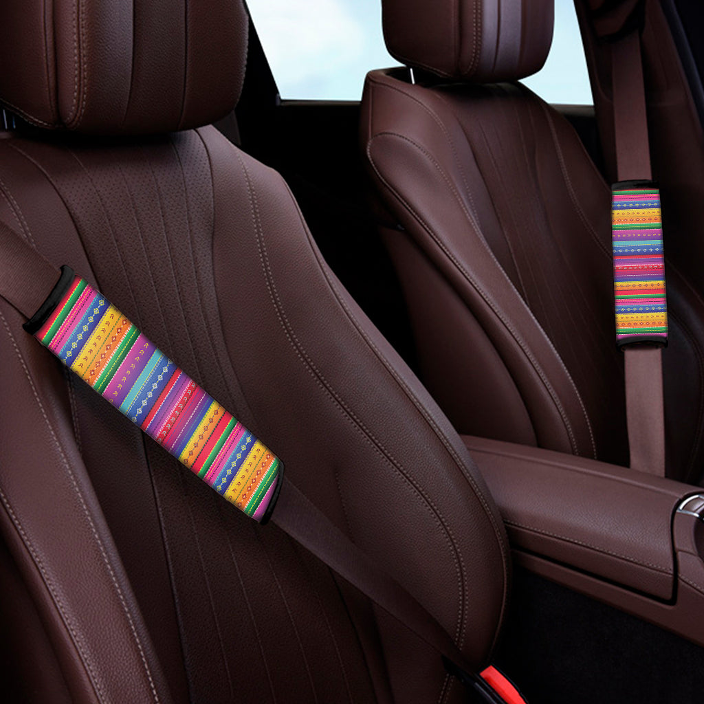 Colorful Mexican Serape Pattern Print Car Seat Belt Covers