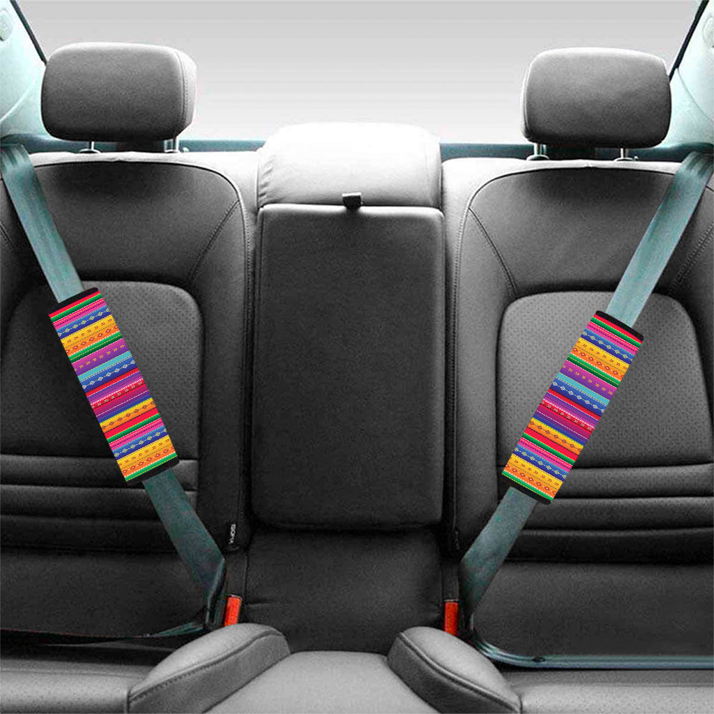 Colorful Mexican Serape Pattern Print Car Seat Belt Covers