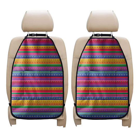 Colorful Mexican Serape Pattern Print Car Seat Organizers