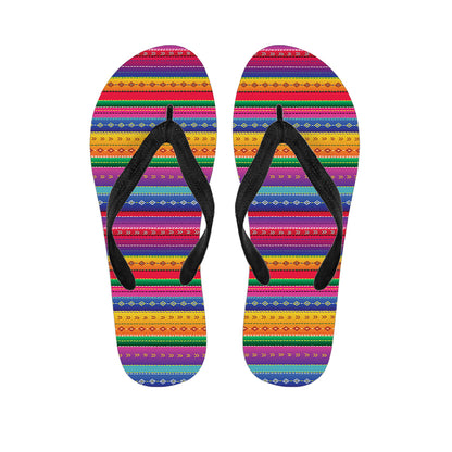 Colorful Mexican Serape Pattern Print Flip Flops
