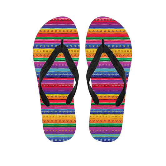 Colorful Mexican Serape Pattern Print Flip Flops