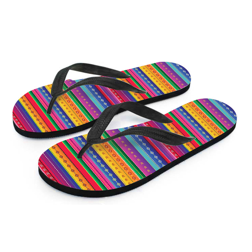 Colorful Mexican Serape Pattern Print Flip Flops