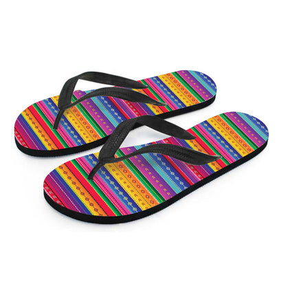 Colorful Mexican Serape Pattern Print Flip Flops
