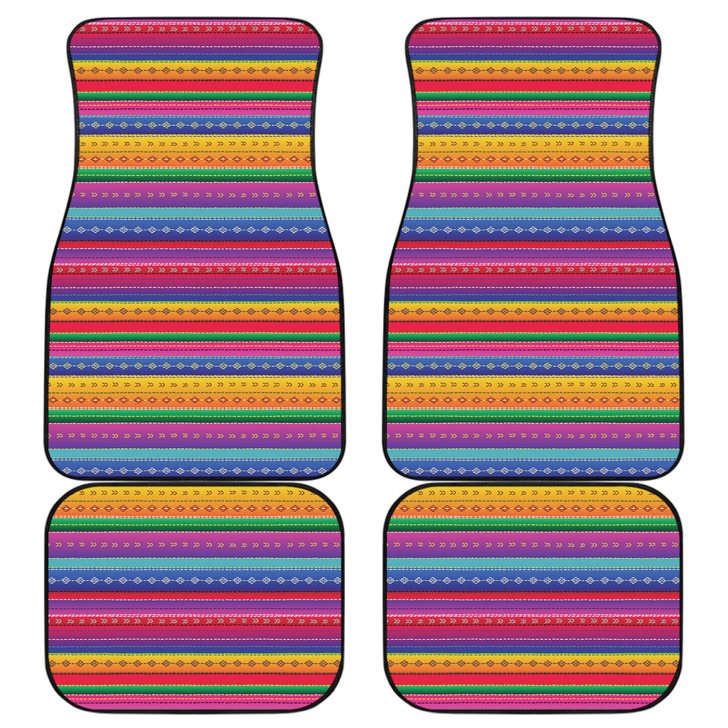 Colorful Mexican Serape Pattern Print Front and Back Car Floor Mats