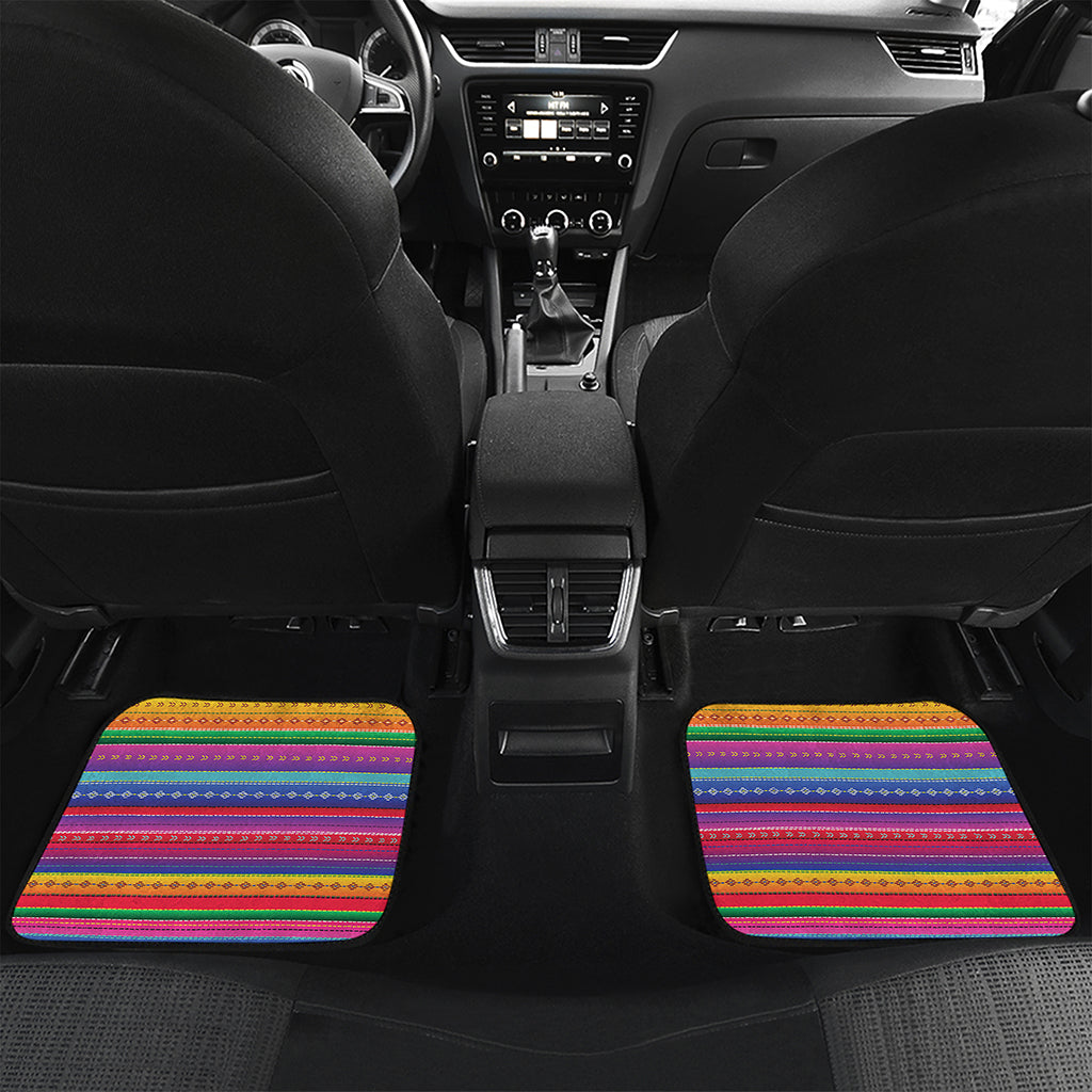 Colorful Mexican Serape Pattern Print Front and Back Car Floor Mats