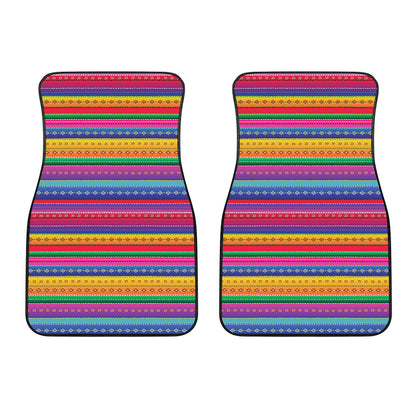 Colorful Mexican Serape Pattern Print Front Car Floor Mats