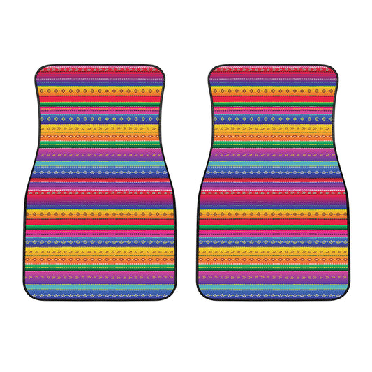 Colorful Mexican Serape Pattern Print Front Car Floor Mats