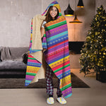 Colorful Mexican Serape Pattern Print Hooded Blanket
