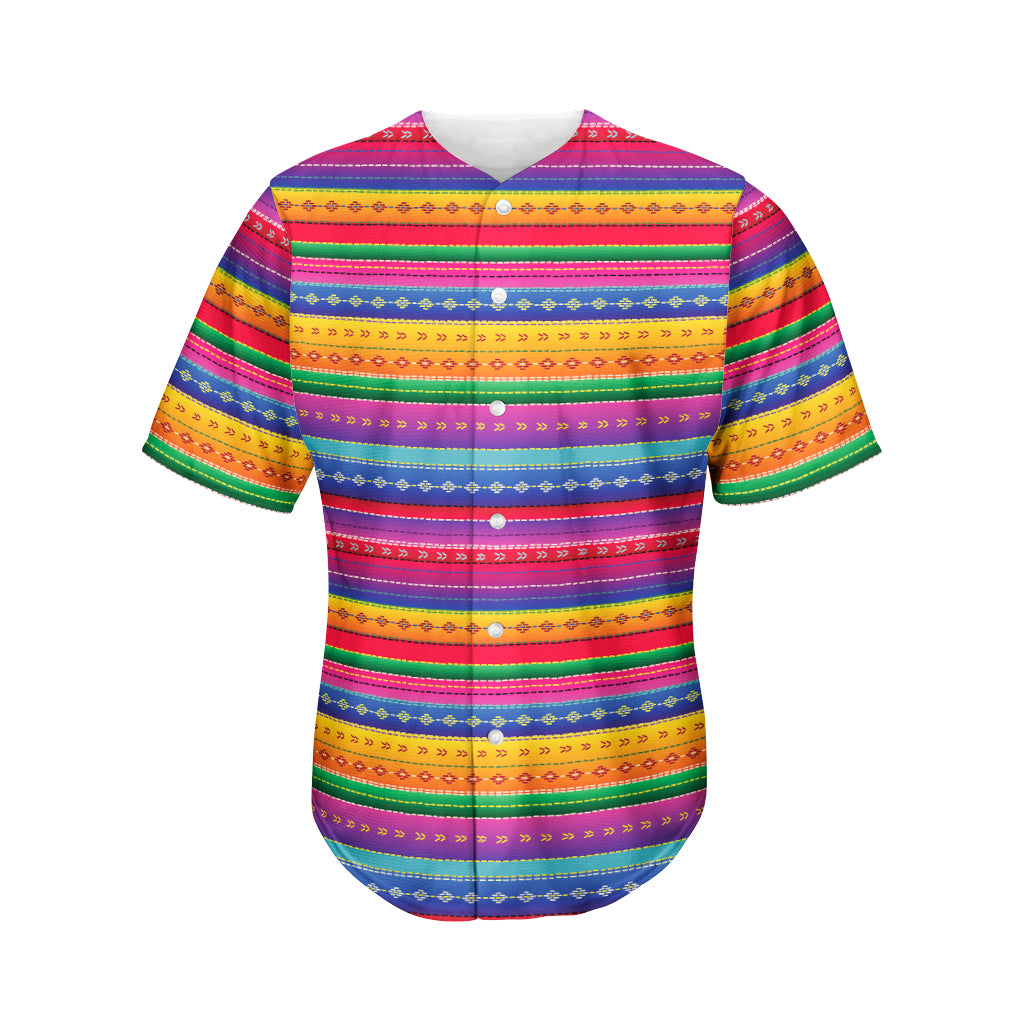 Colorful Mexican Serape Pattern Print Men's Baseball Jersey