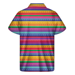 Colorful Mexican Serape Pattern Print Men's Short Sleeve Shirt