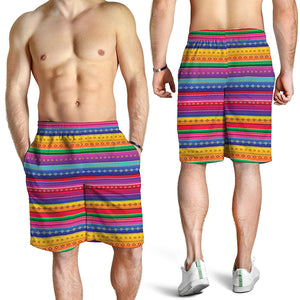 Colorful Mexican Serape Pattern Print Men's Shorts