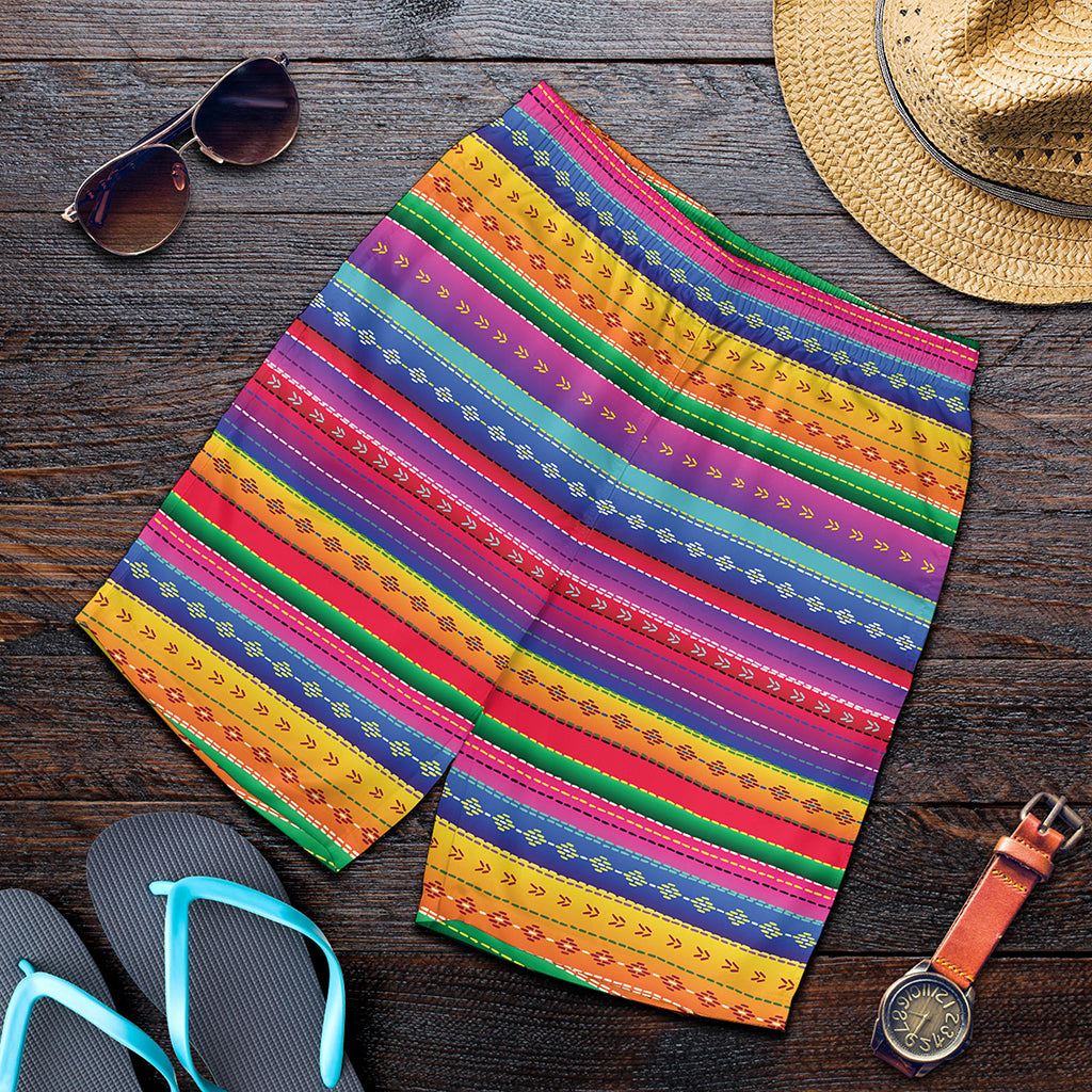 Colorful Mexican Serape Pattern Print Men's Shorts