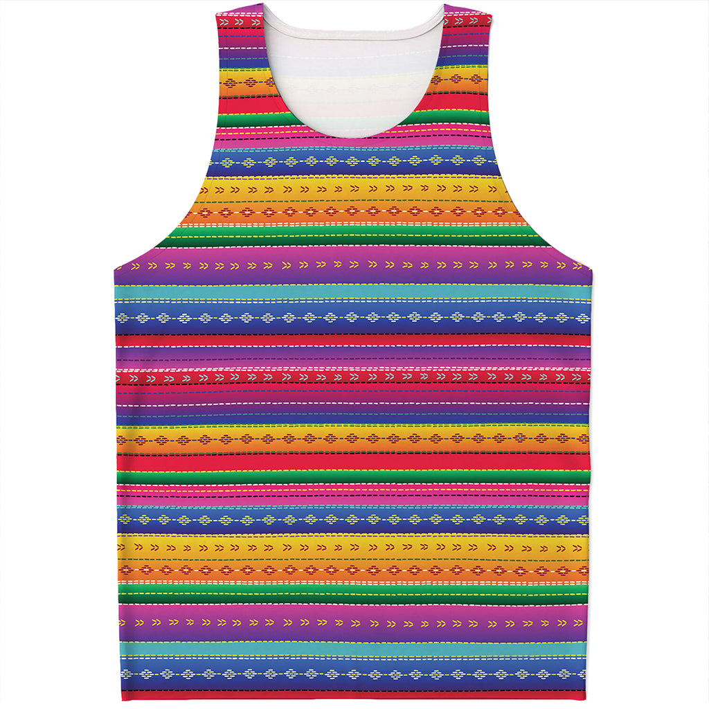 Colorful Mexican Serape Pattern Print Men's Tank Top