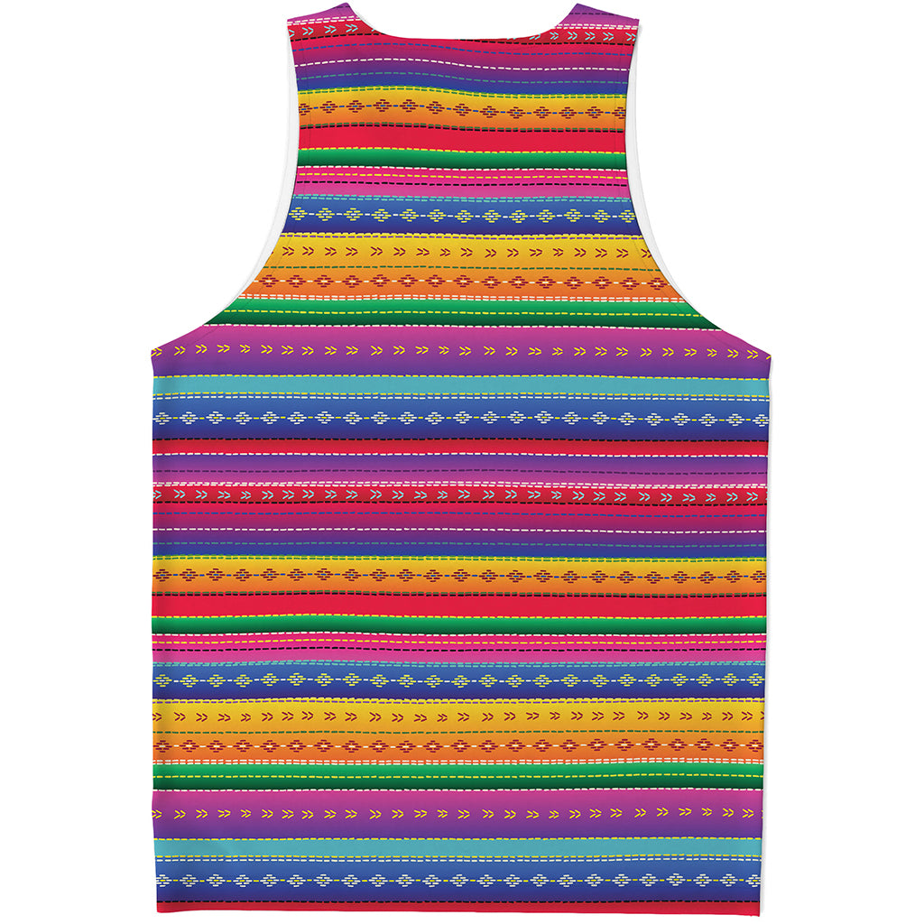 Colorful Mexican Serape Pattern Print Men's Tank Top