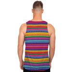Colorful Mexican Serape Pattern Print Men's Tank Top