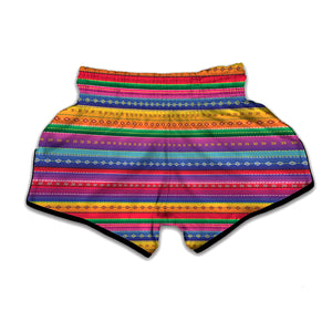 Colorful Mexican Serape Pattern Print Muay Thai Boxing Shorts