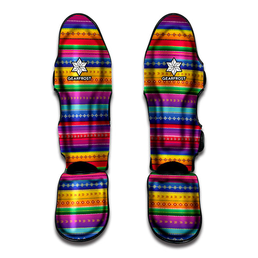 Colorful Mexican Serape Pattern Print Muay Thai Shin Guard