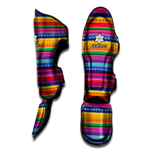 Colorful Mexican Serape Pattern Print Muay Thai Shin Guard