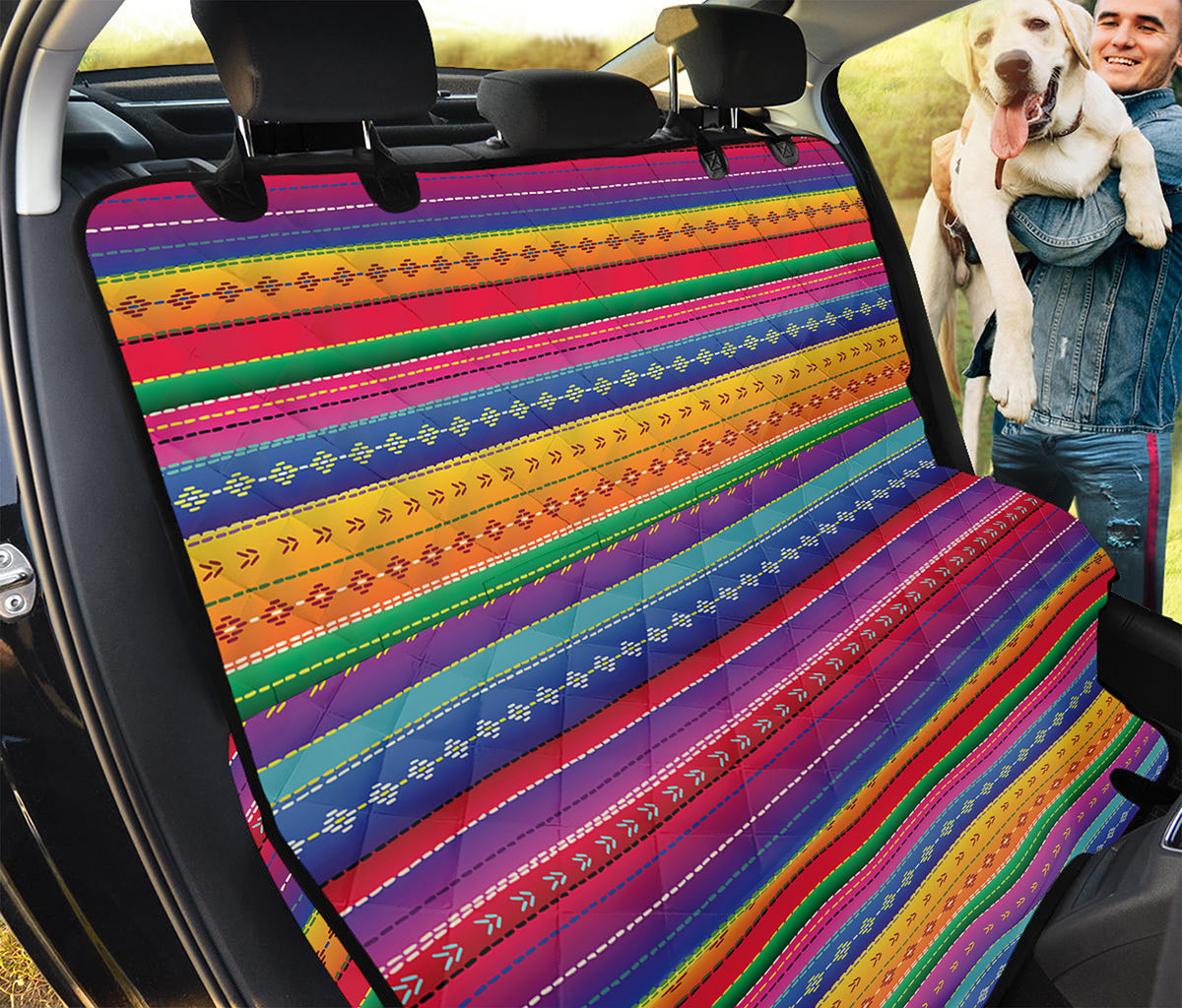 Colorful Mexican Serape Pattern Print Pet Car Back Seat Cover