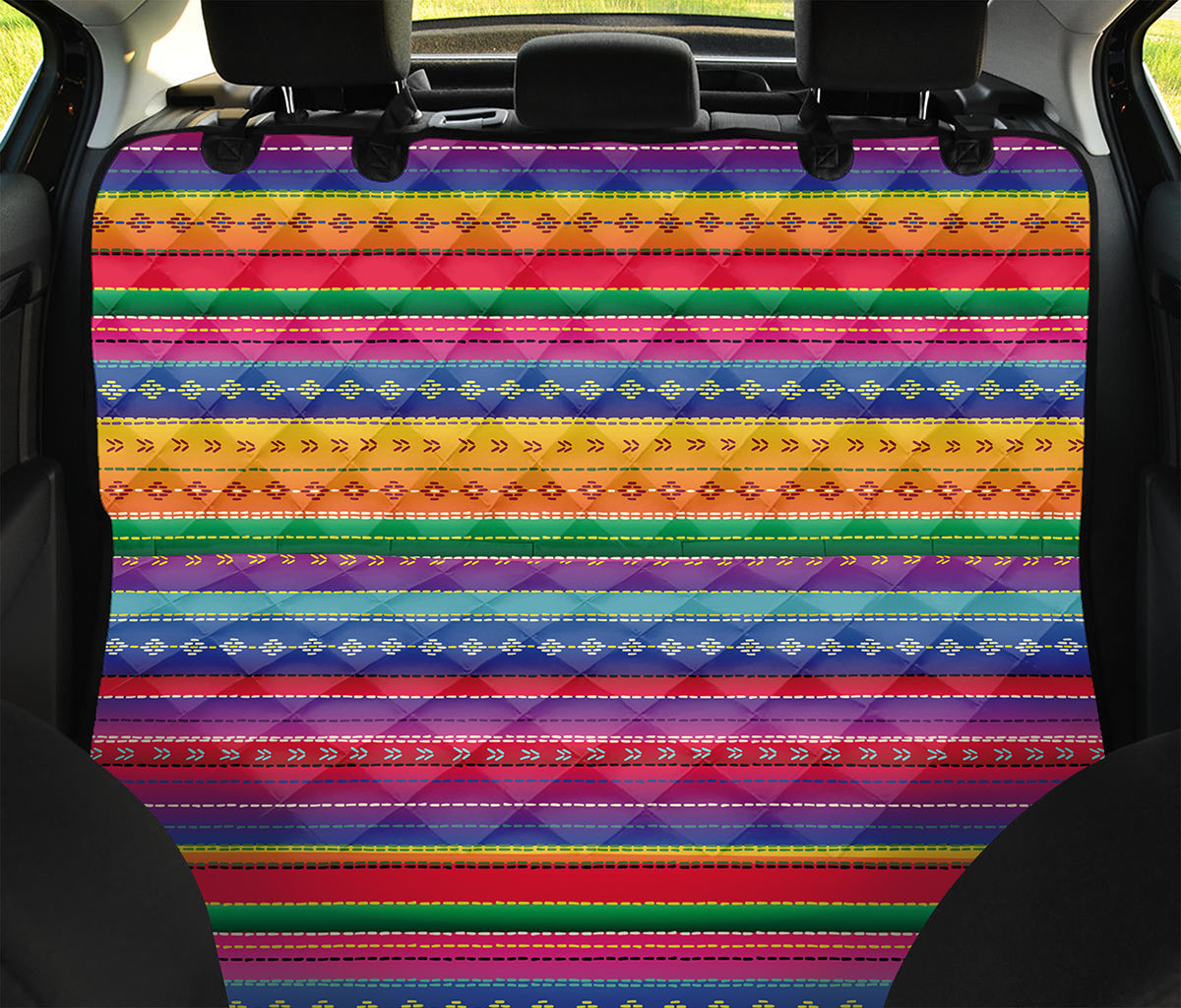 Colorful Mexican Serape Pattern Print Pet Car Back Seat Cover