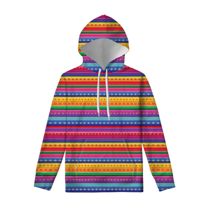Colorful Mexican Serape Pattern Print Pullover Hoodie
