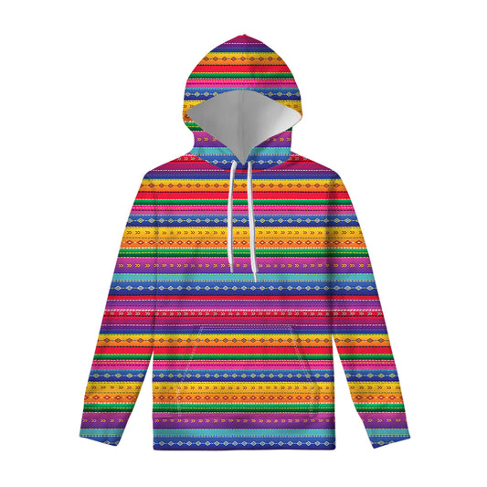 Colorful Mexican Serape Pattern Print Pullover Hoodie