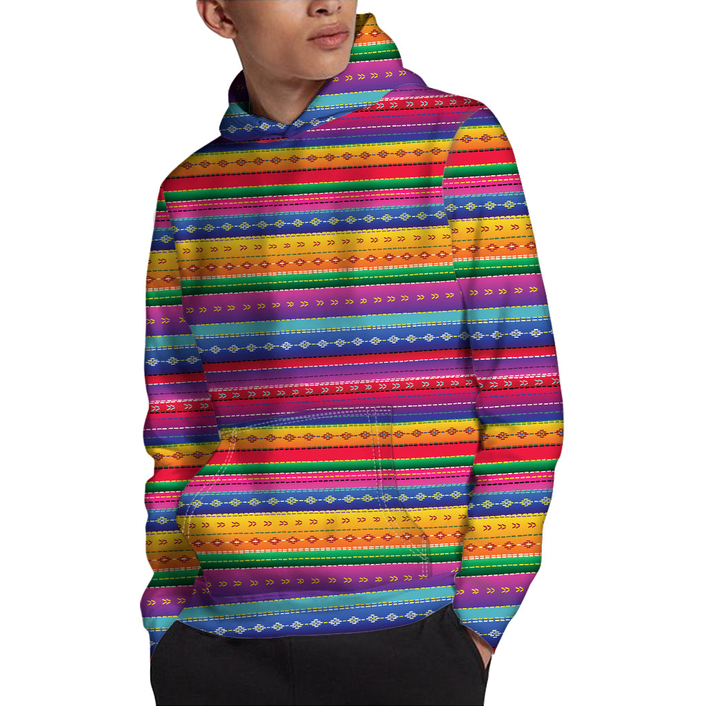 Colorful Mexican Serape Pattern Print Pullover Hoodie