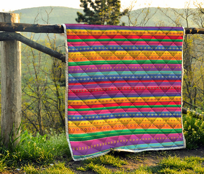 Colorful Mexican Serape Pattern Print Quilt