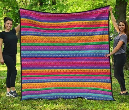 Colorful Mexican Serape Pattern Print Quilt