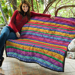 Colorful Mexican Serape Pattern Print Quilt