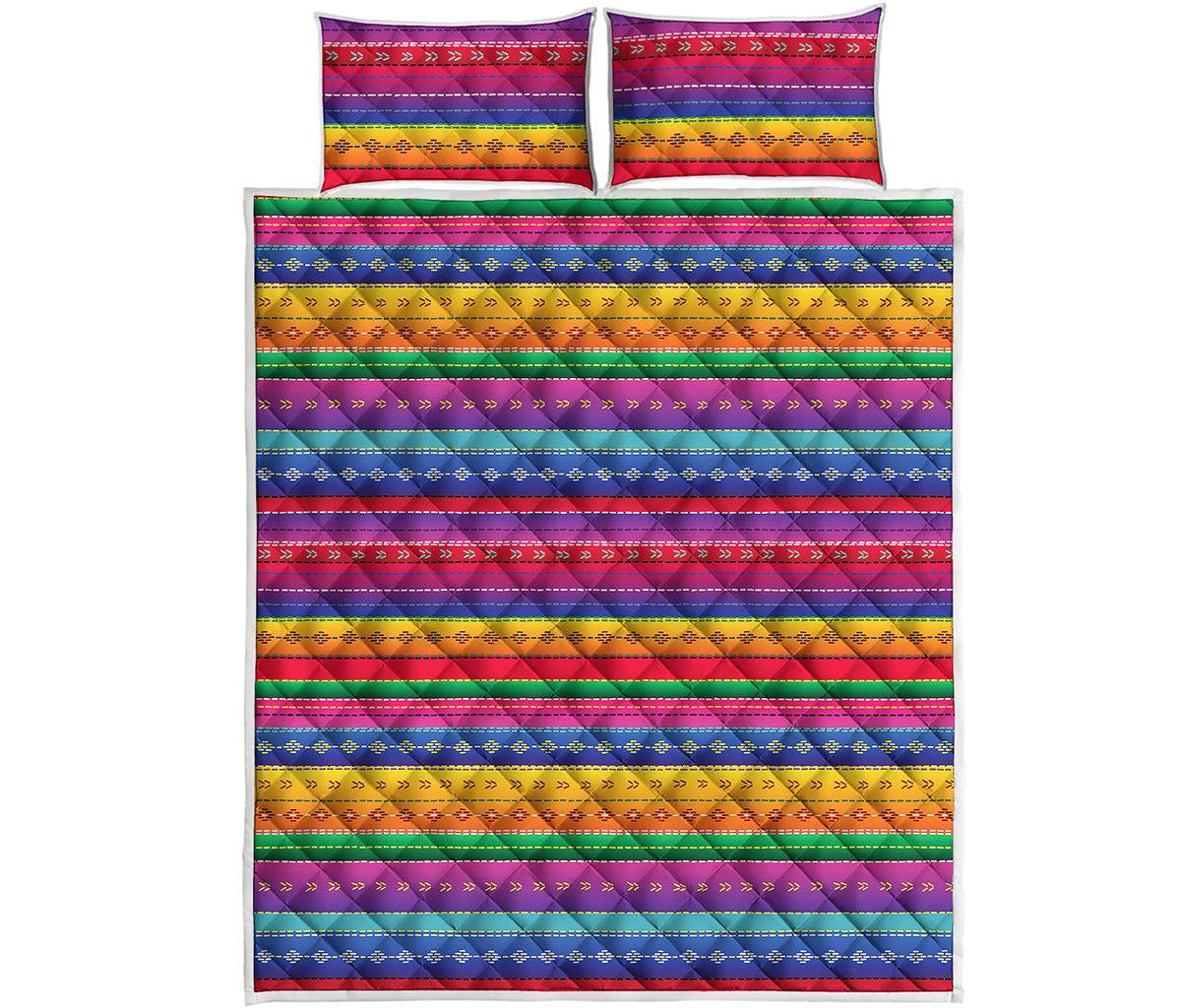 Colorful Mexican Serape Pattern Print Quilt Bed Set