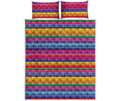 Colorful Mexican Serape Pattern Print Quilt Bed Set
