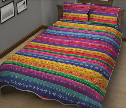 Colorful Mexican Serape Pattern Print Quilt Bed Set