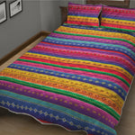 Colorful Mexican Serape Pattern Print Quilt Bed Set