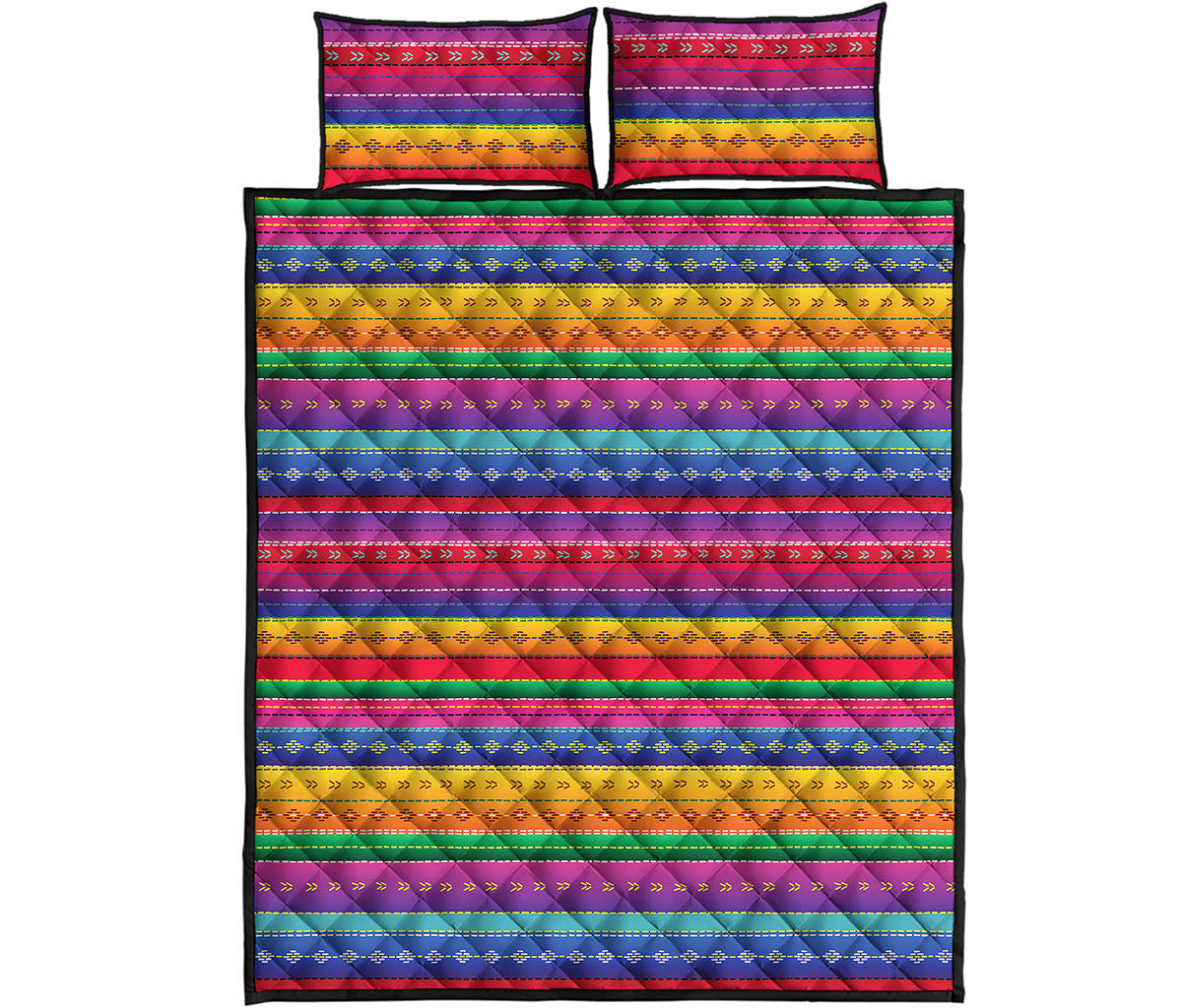 Colorful Mexican Serape Pattern Print Quilt Bed Set