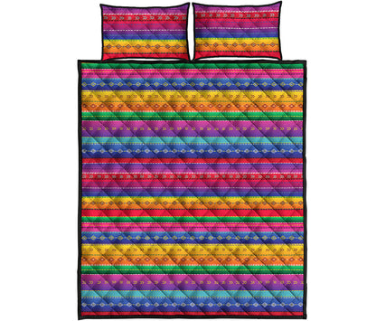 Colorful Mexican Serape Pattern Print Quilt Bed Set