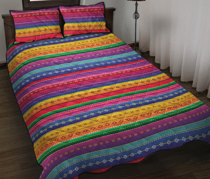 Colorful Mexican Serape Pattern Print Quilt Bed Set