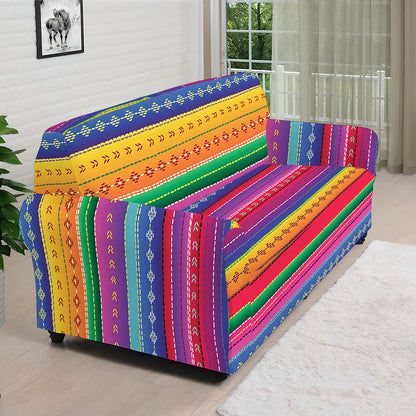 Colorful Mexican Serape Pattern Print Sofa Cover