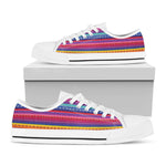 Colorful Mexican Serape Pattern Print White Low Top Shoes