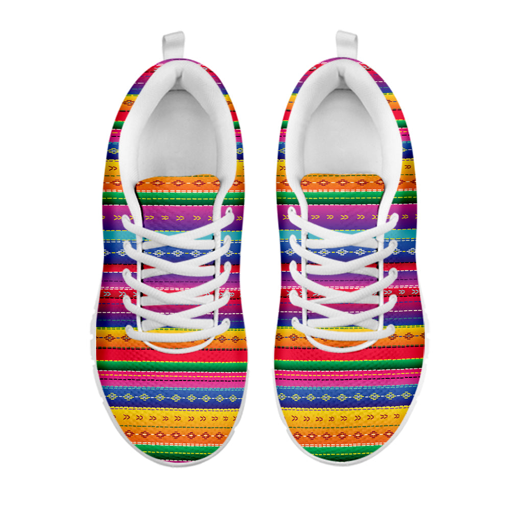 Colorful Mexican Serape Pattern Print White Sneakers