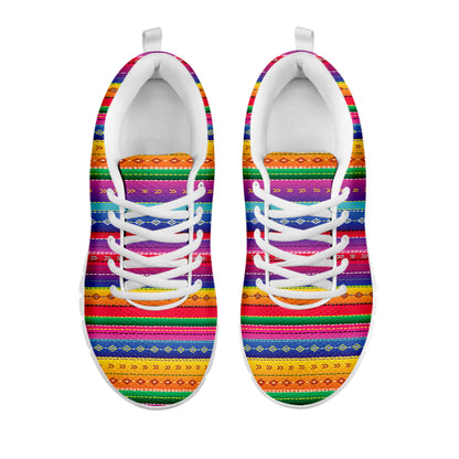 Colorful Mexican Serape Pattern Print White Sneakers