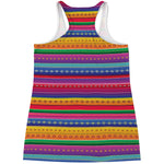 Colorful Mexican Serape Pattern Print Women's Racerback Tank Top