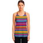 Colorful Mexican Serape Pattern Print Women's Racerback Tank Top
