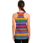 Colorful Mexican Serape Pattern Print Women's Racerback Tank Top