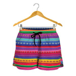 Colorful Mexican Serape Pattern Print Women's Shorts