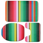 Colorful Mexican Serape Stripe Print 3 Piece Bath Mat Set