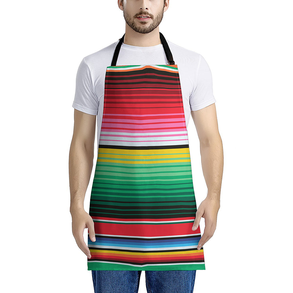 Colorful Mexican Serape Stripe Print Apron