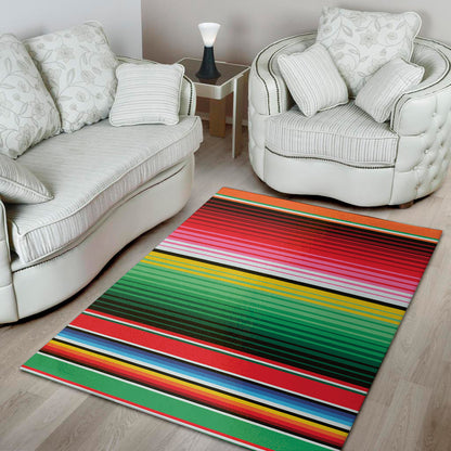 Colorful Mexican Serape Stripe Print Area Rug