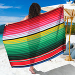 Colorful Mexican Serape Stripe Print Beach Sarong Wrap